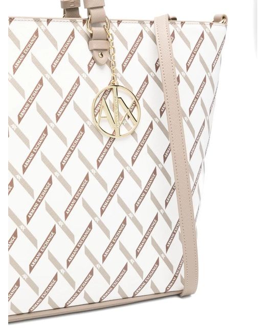 ARMANI EXCHANGE White Logo-Print Tote Bag