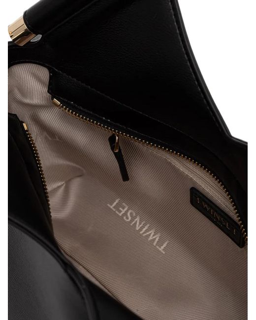 Twinset Black Logo-Plaque Asymmetric Tote Bag