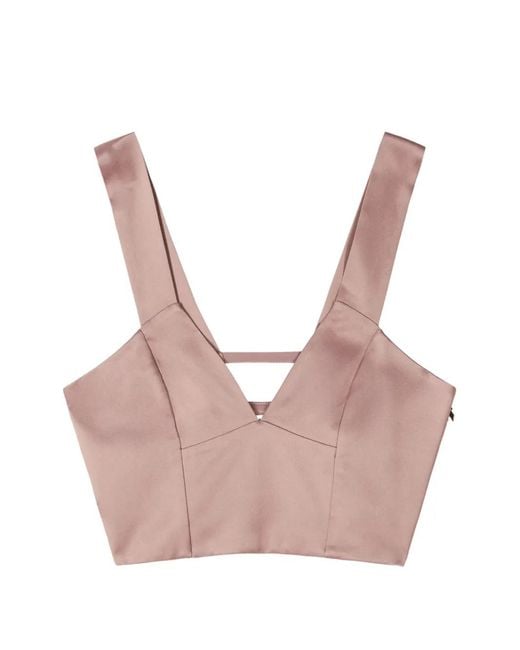 Patrizia Pepe Pink Satin V-Neck Top