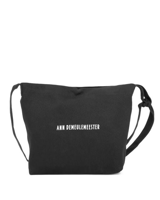Ann Demeulemeester Black Small Cotton Shoulder Bag