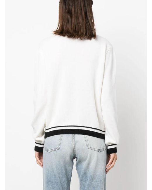 MSGM White Stripe-Edge Wool-Blend Jumper