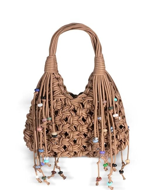 HIBOURAMA Brown Mini Vannifique Desert Stone Stone-Embellished Tote Bag