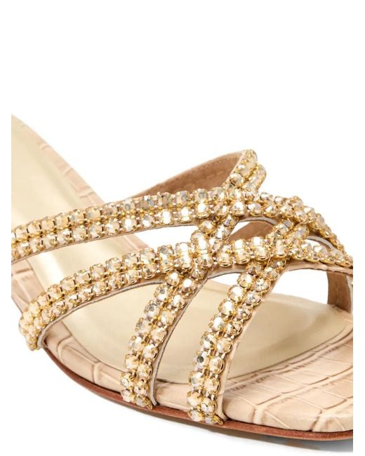 Nicoli Natural Embellished Strap Sandals
