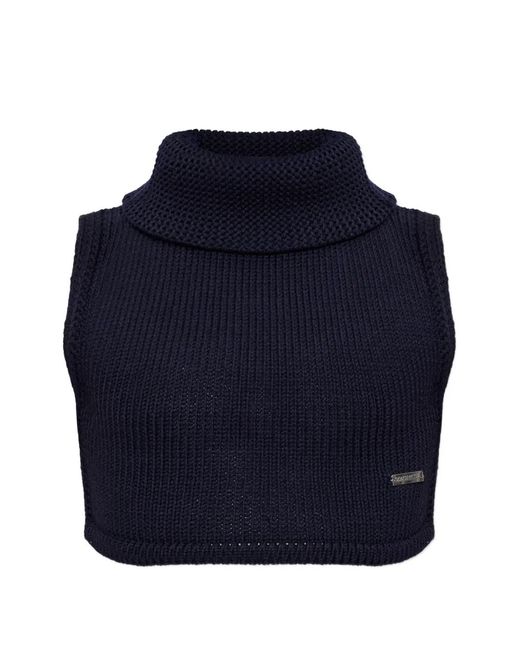 DSquared² Blue Cropped Turtleneck Vest for men