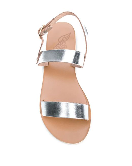Ancient Greek Sandals White Clio Flat Sandals