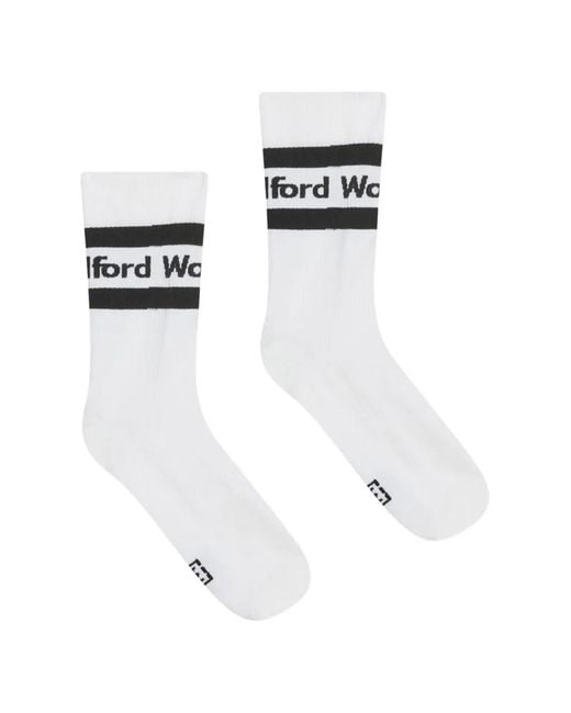 Wolford White Logo-Knit Ribbed Socks