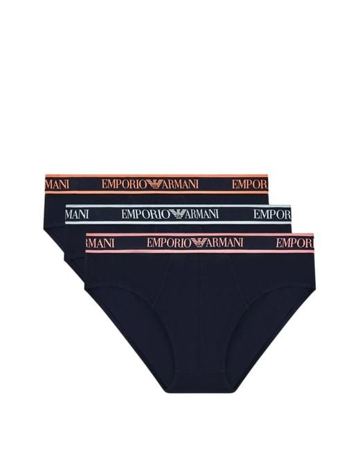Emporio Armani Blue Logo-Waistband Boxers Set (Set Of Three) for men