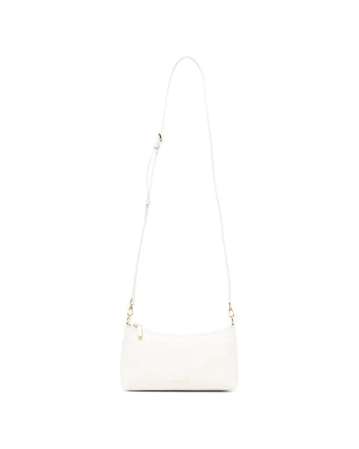 Coccinelle White Mini Aura Leather Crossbody Bag
