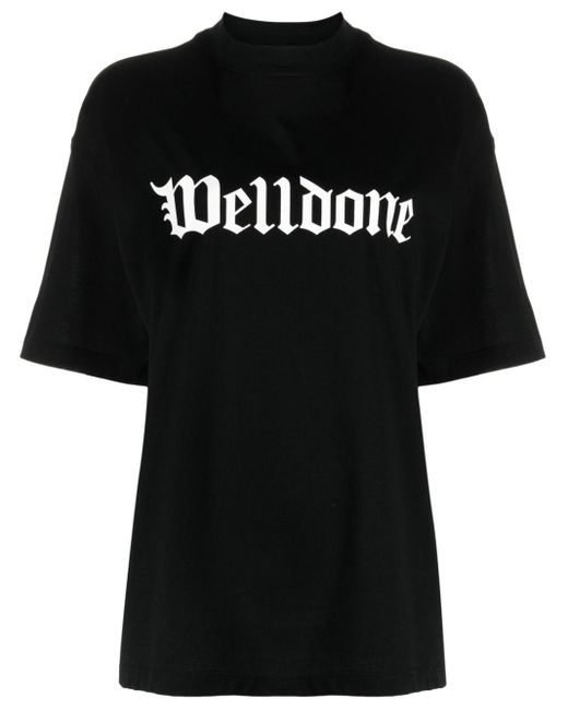 we11done Black Logo-print Cotton T-shirt