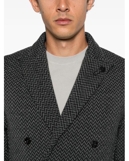 Lardini Gray Chevron Double-Breasted Jacket for men