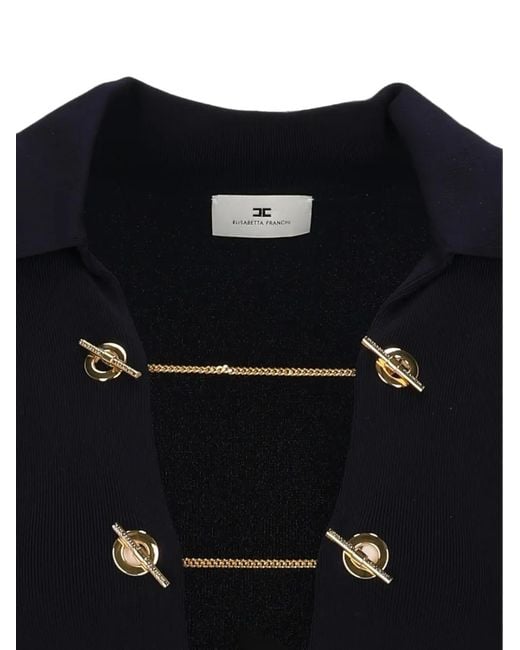 Elisabetta Franchi Black Chain-Detail Long-Sleeve Bodysuit