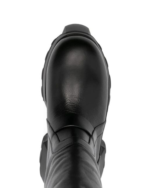 Rick Owens Black Mega Tractor Pull-On Leather Boots