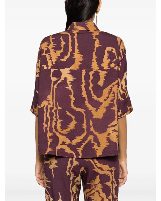 Lenny Niemeyer Brown Abstract-Print Short-Sleeve Shirt