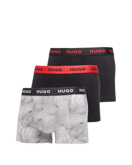 HUGO White Logo-Waistband Pack Of Three Trunks for men