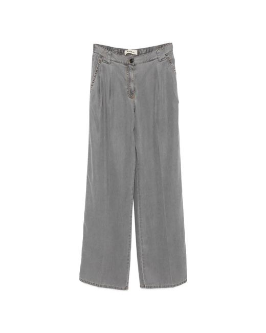 Semicouture Gray Debora Elasticated-Waist Trousers