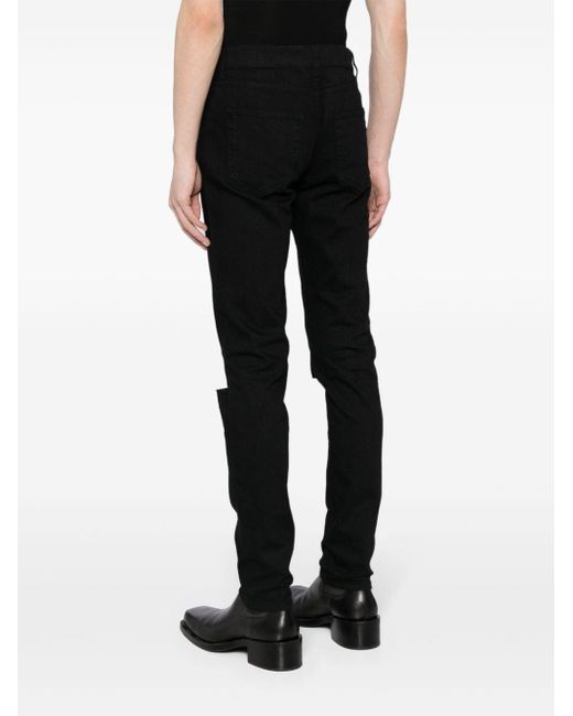 Saint Laurent Black Distressed Slim-leg Jeans for men