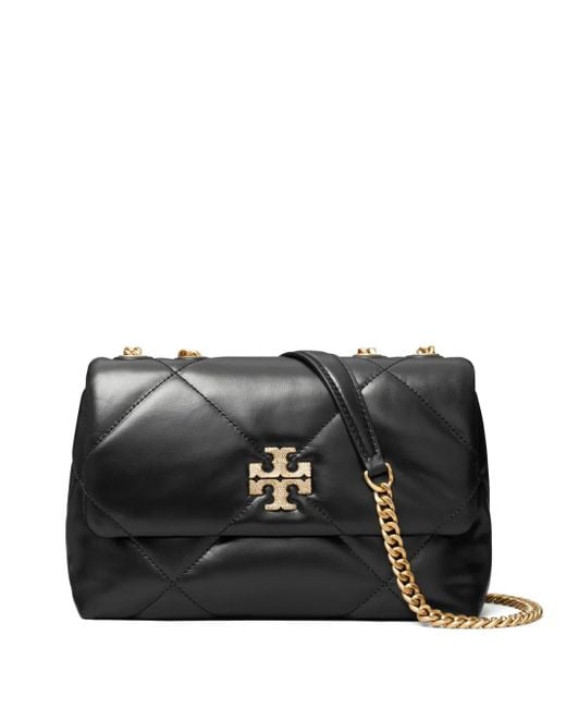 Tory Burch Black Small Kira Diamond-Quilted Pav� Convertible Shoulder Bag