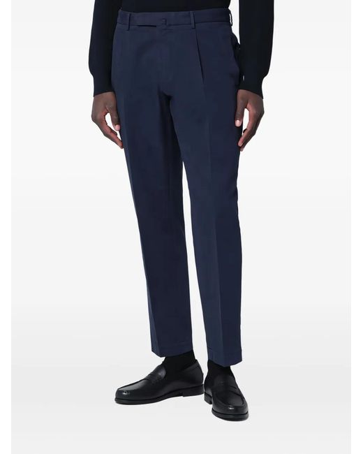 Santaniello Blue Pleat-Detail Trousers for men
