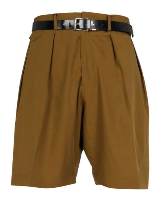 Paul Smith Bundfaltenshorts mit Gürtel in Green für Herren