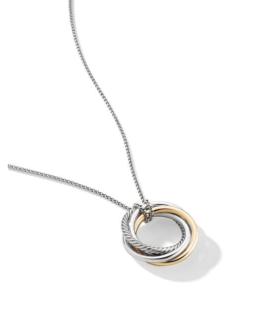 David Yurman Metallic 14Kt And Sterling Crossover Pendant Necklace (37Mm)
