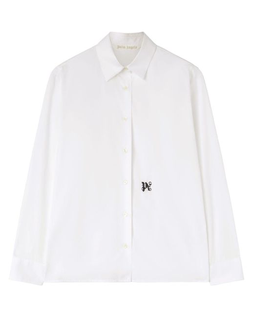 Chemise en coton à motif monogrammé Palm Angels en coloris White
