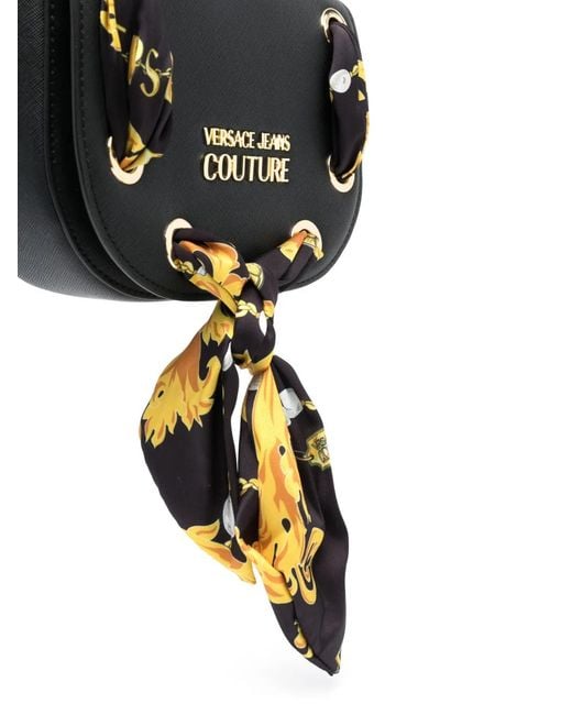 Versace Jeans Couture Black Barocco-Print Scarf Shoulder Bag