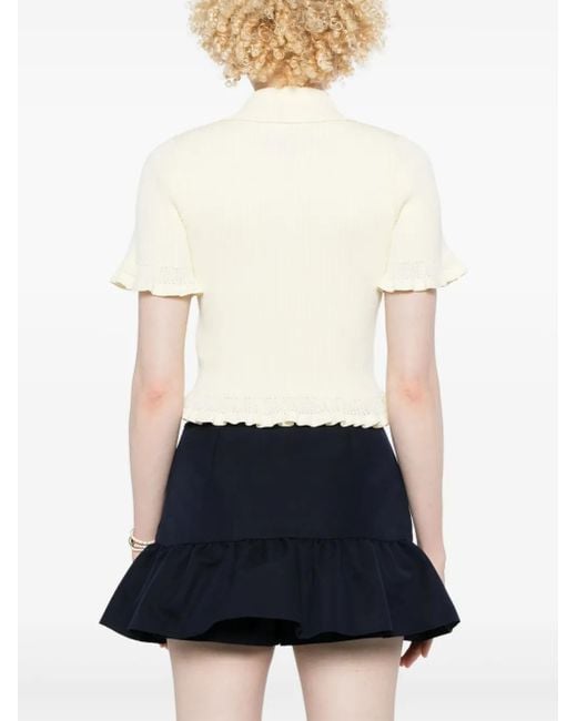 Sandro White Flounced Sweater