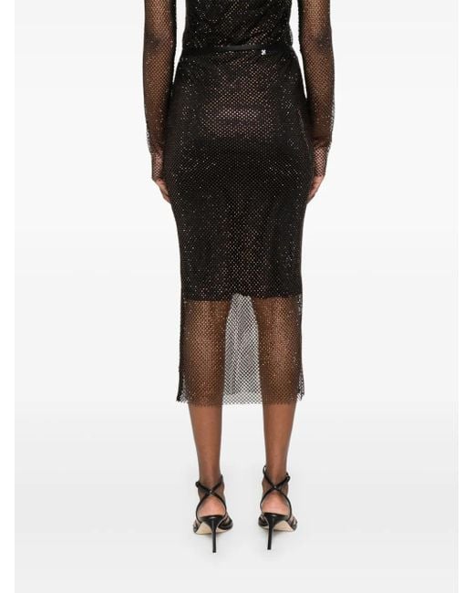 Sportmax Black Midi Skirt With Crystal Embellishments And Semi-Sheer Panels