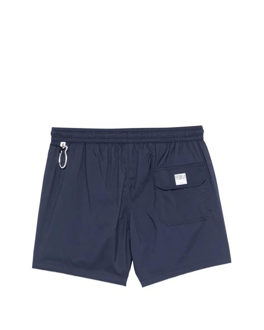 Fedeli Blue Drawstring Elasticated Swim Shorts for men