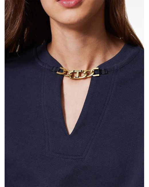 Twinset Blue Oval T-Chain Sweatshirt
