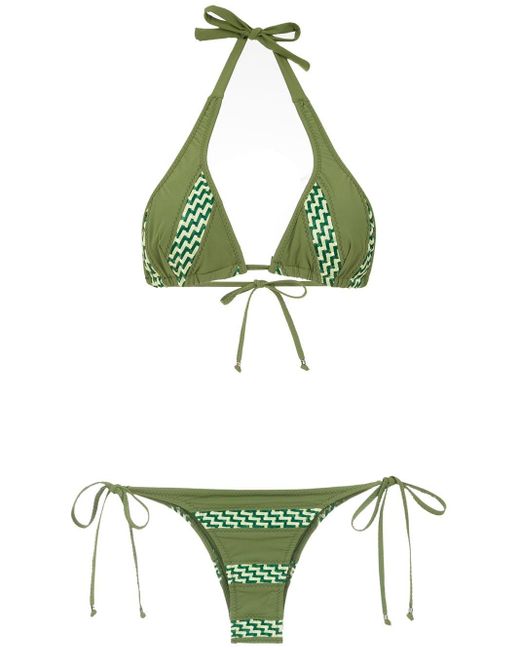Amir Slama Panelled Bikini Set Green
