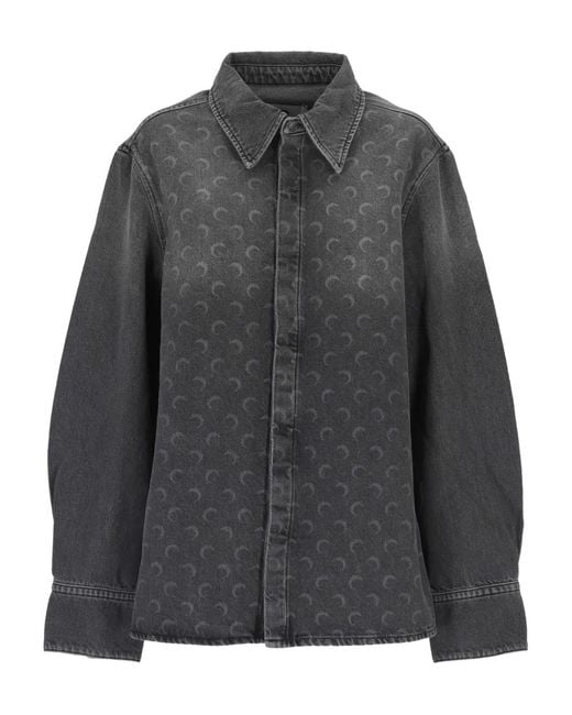 MARINE SERRE Gray Chemise À Motif Monogrammé