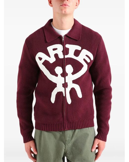 Arte' Red All Together Zipped Cardigan for men