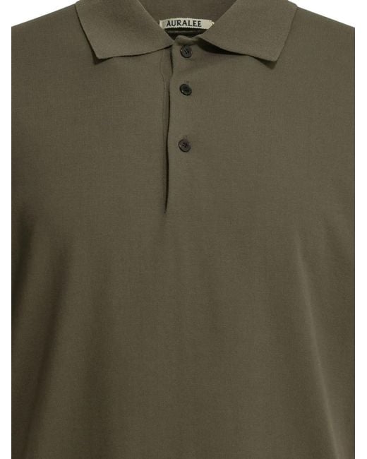 Auralee Green Short-Sleeve Polo Shirt for men
