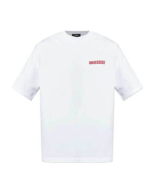 DSquared² White Logo-Print T-Shirt for men