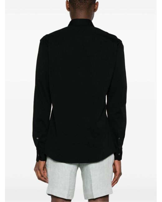 Zegna Black Spread-collar Cotton Shirt for men