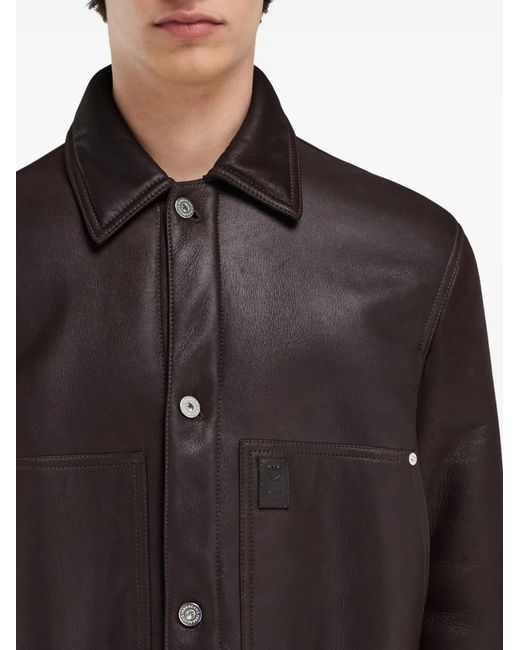 Ferragamo Black Patch Pocket Leather Jacket for men