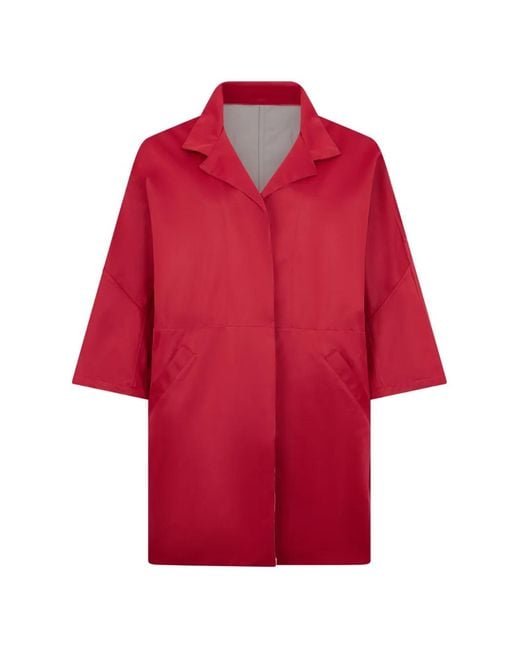 Moorer Red Oversized Collar Coat