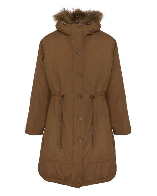 Yves Salomon Brown Lambshearling-Trimmed Parka Coat