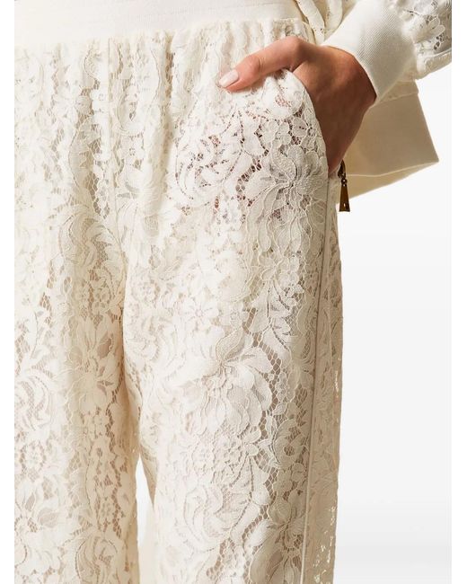 Twinset White Lace Joggers Track Pants