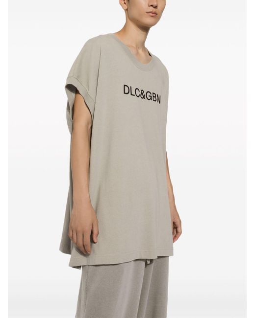 Camiseta con logo estampado Dolce & Gabbana de hombre de color Gray