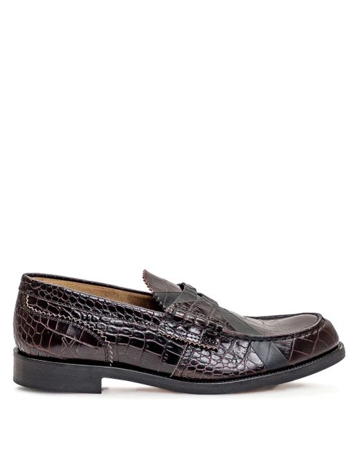 COLLEGE Loafers Met Krokodillen-Reliëf in het Gray voor heren