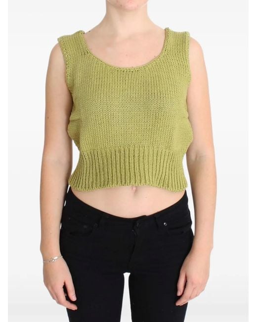 Pink Memories Green Cropped Sleeveless Top