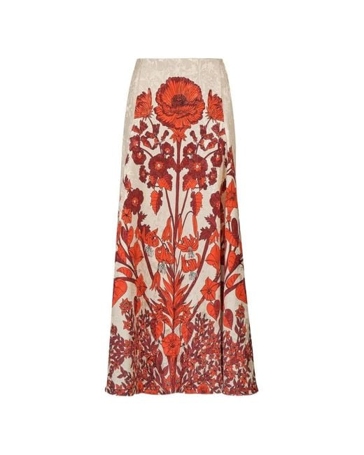Johanna Ortiz Red Encanto De Isla Ankle Skirt