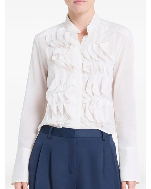 Twp White Ruffled Patti Blouse