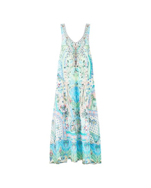 Camilla Blue Midsummer Mosaics V-Neck Pocket Midi Dress