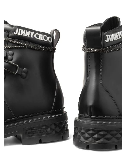 Jimmy Choo Black Marlow Monogram Hiking Boots for men