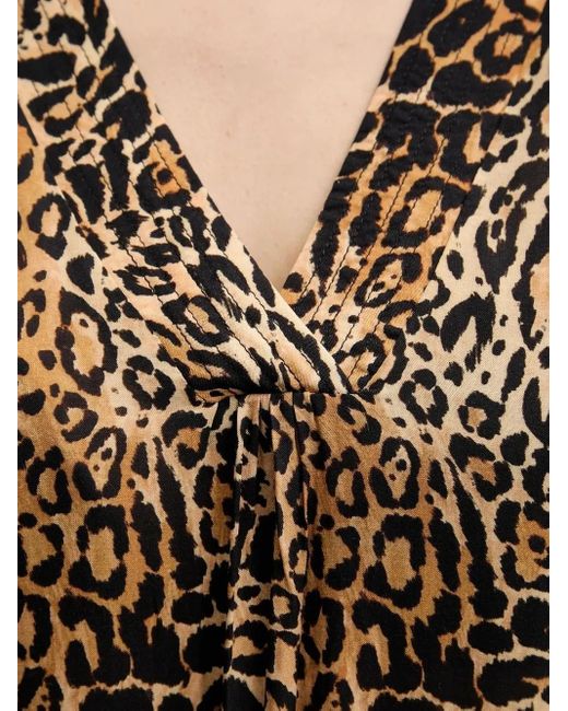 Melissa Odabash Natural Bonnie Leopard Print V-Neck Kaftan
