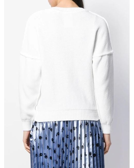 Moschino White Pumpkin Face Intarsia Jumper