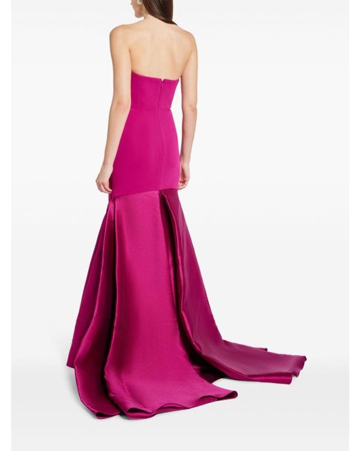 Solace London Pink Jodi Draped Strapless Gown